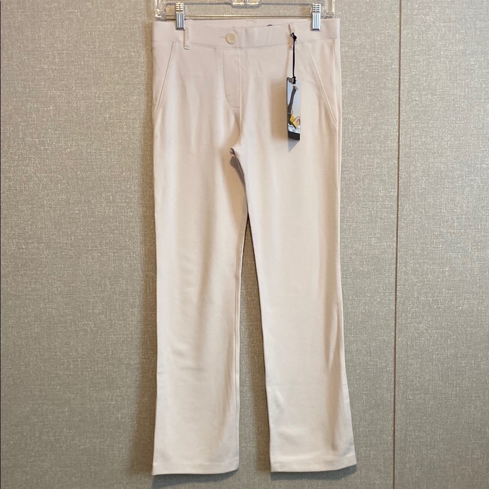 NWT Betabrand Cream Straight-Leg Pull-On Pants
